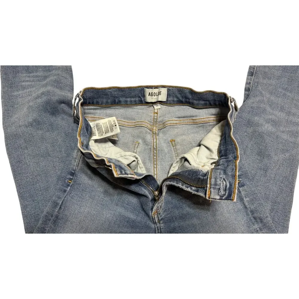 AGOLDE Sophie mid-rise skinny ankle jeans in a distressed light wash size 28